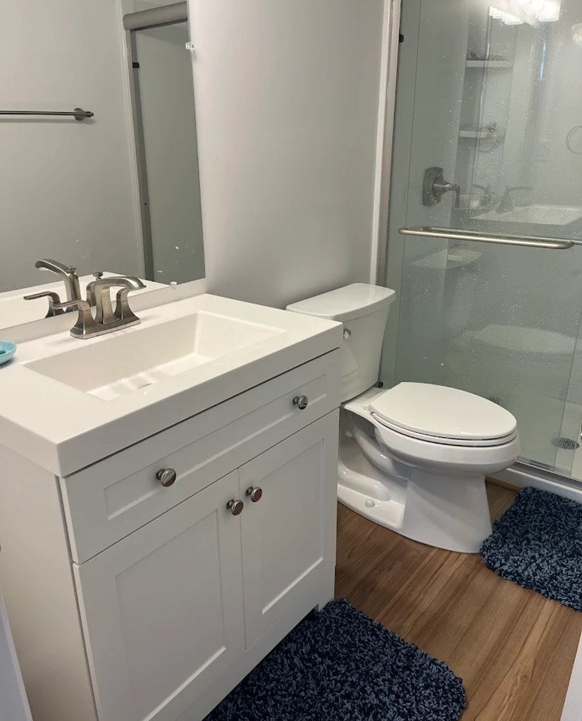 completed bathroom plumbing installation